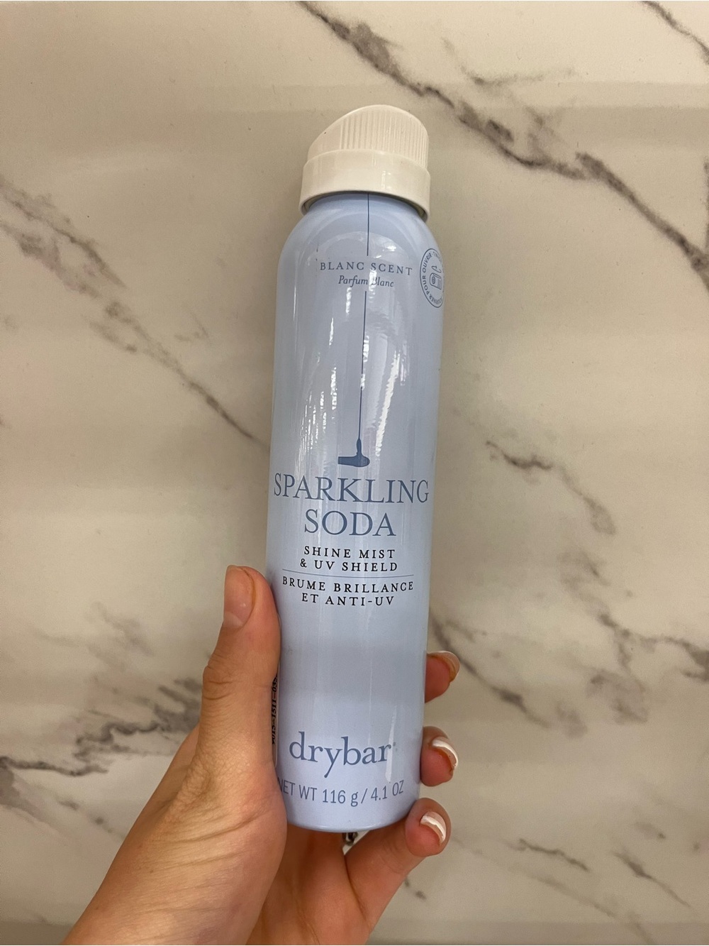 Drybar Sparkling Soda Shine Mist & UV Shield - Light Blue and White